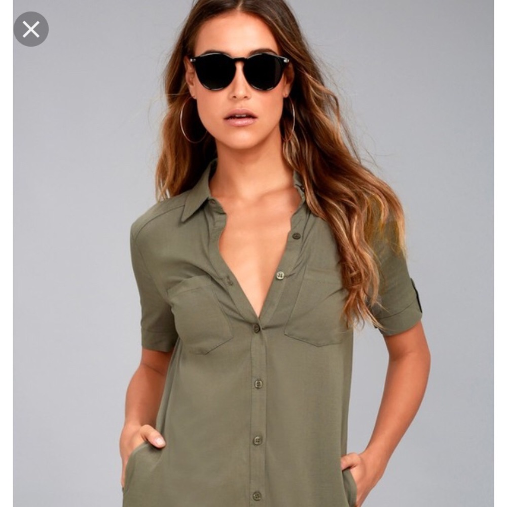 Green shirt dress